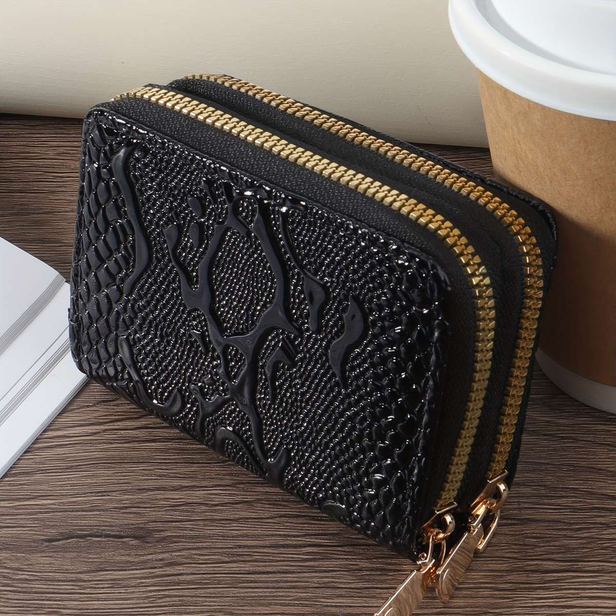 Women'S Minimalist Nylon Short Wallet Solid Color Coin Purse With Zipper Closure Lightweight