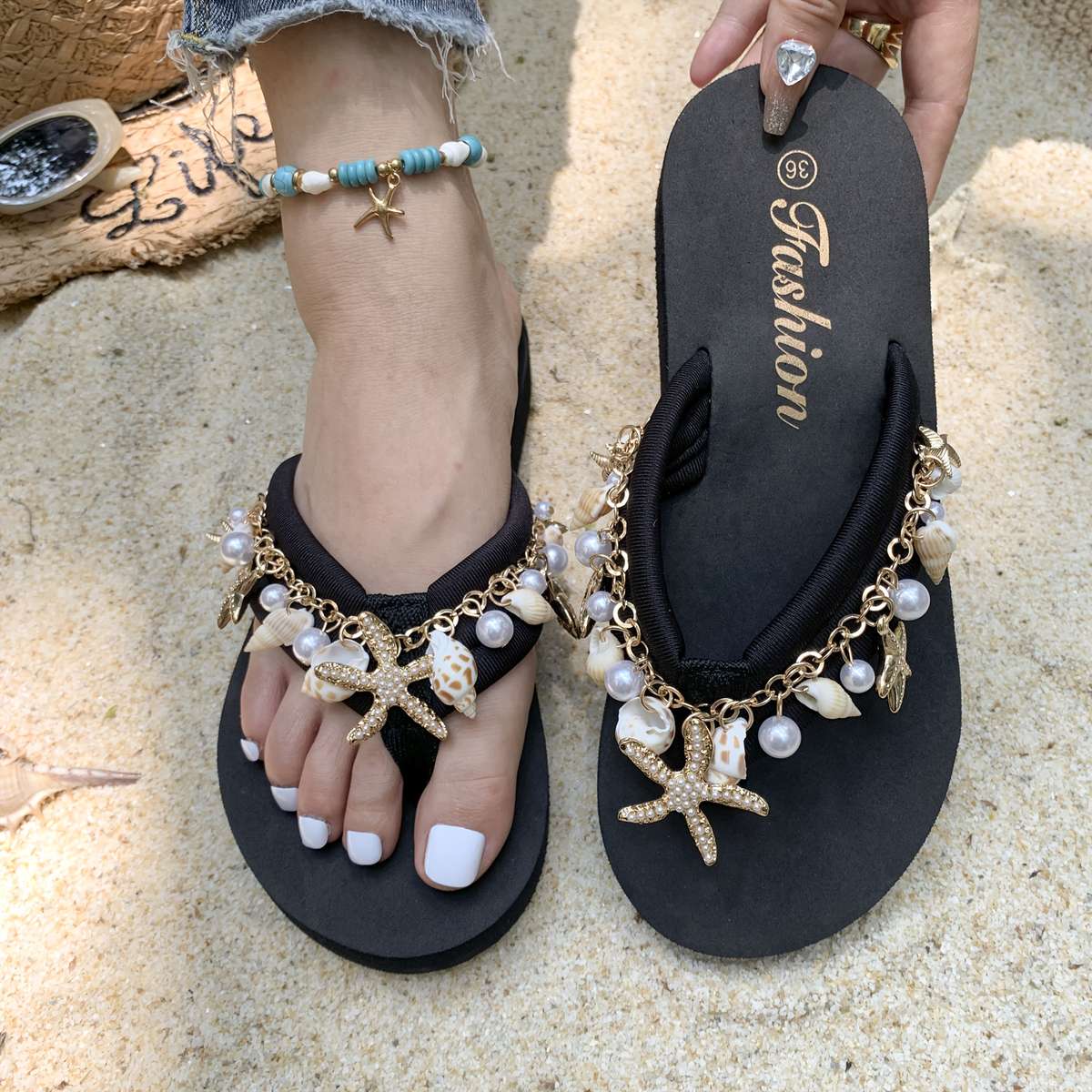 Ladies Summer Flip Flops Black Uk 7