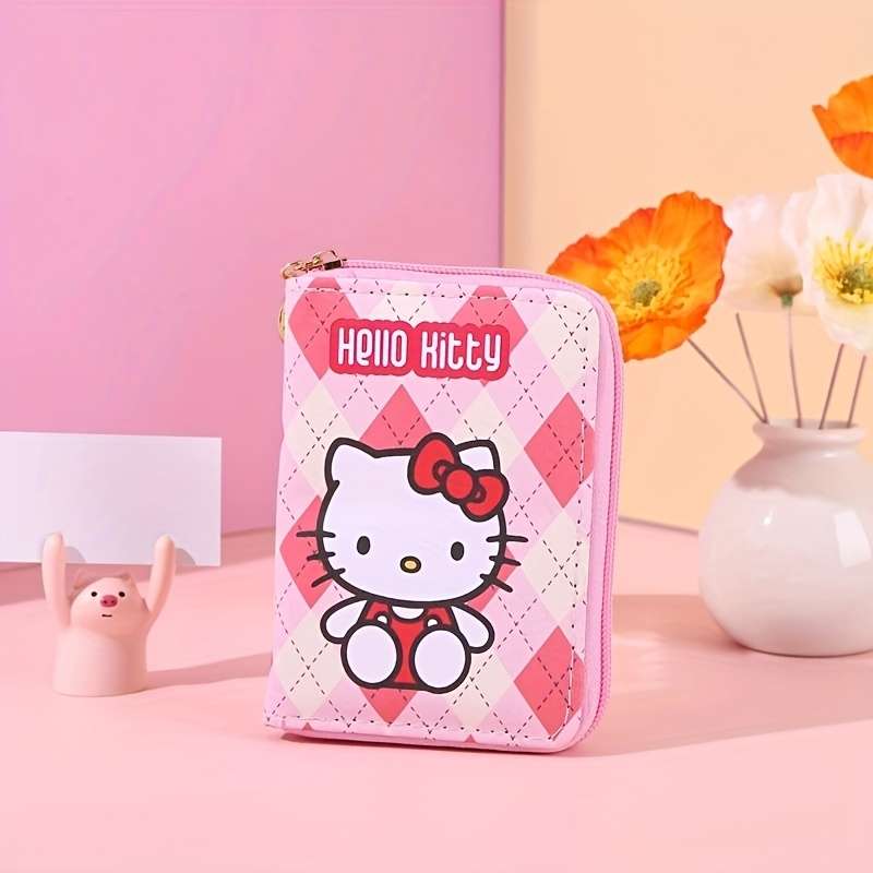 1pc Sanrio Hello Kitty Kulomi Cinnamon Dog Printed Short WalletCute Zipper PU Leather Key and Ca