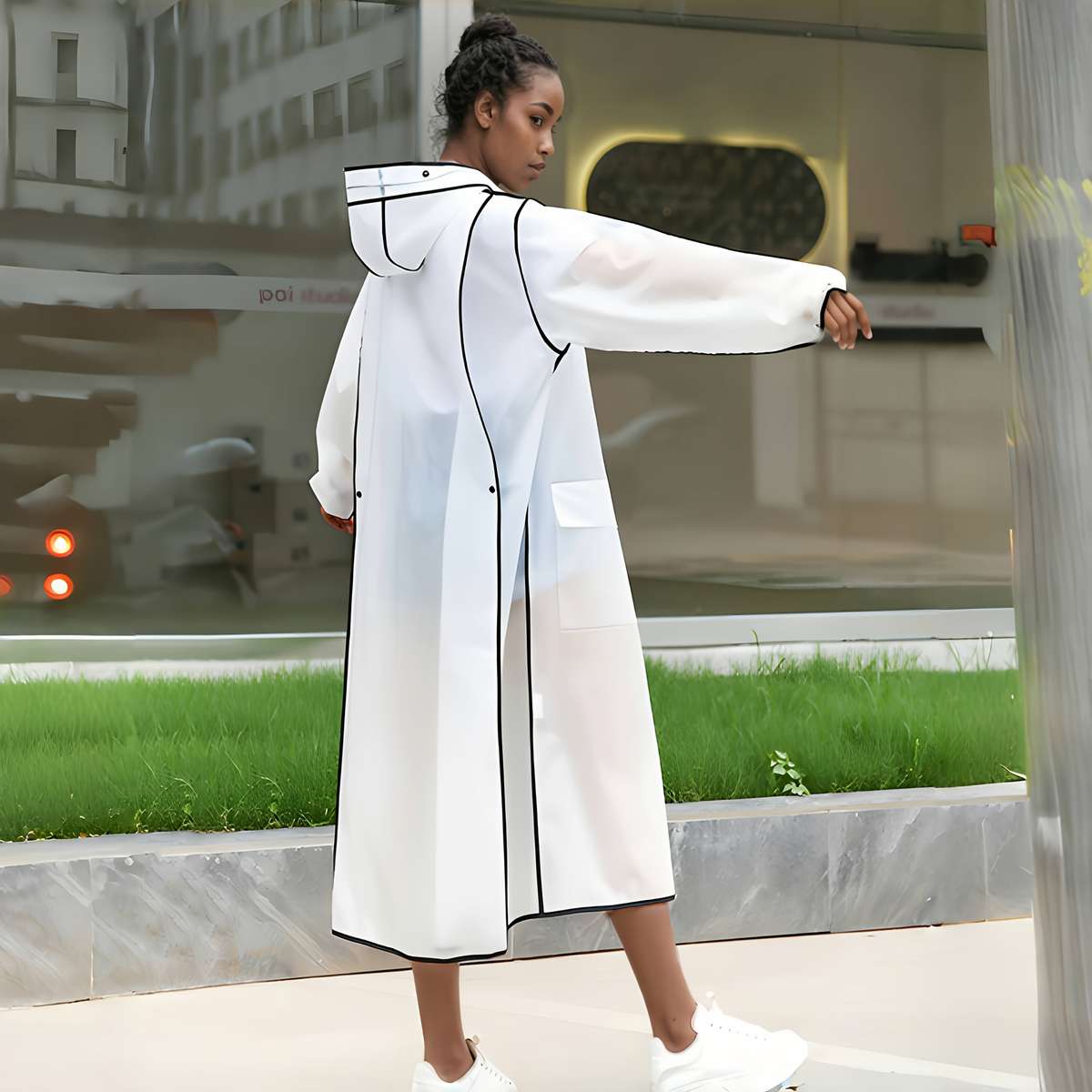 Raincoat White Border Model M