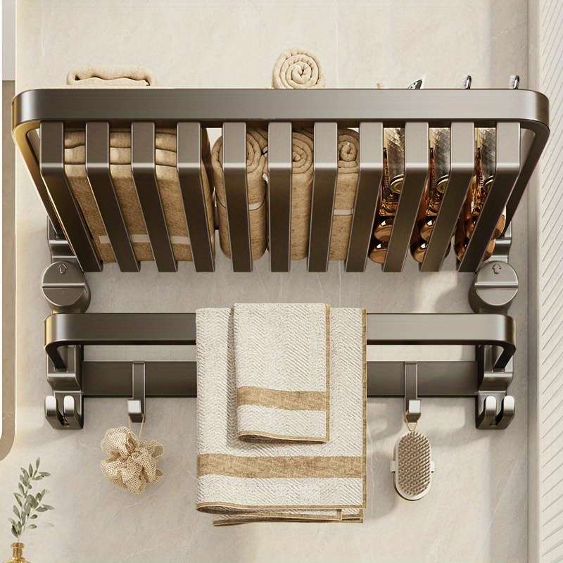 Bathroom Storage Rack Size Suction Cup Mesh Basket Towel Rack 7Piece Set