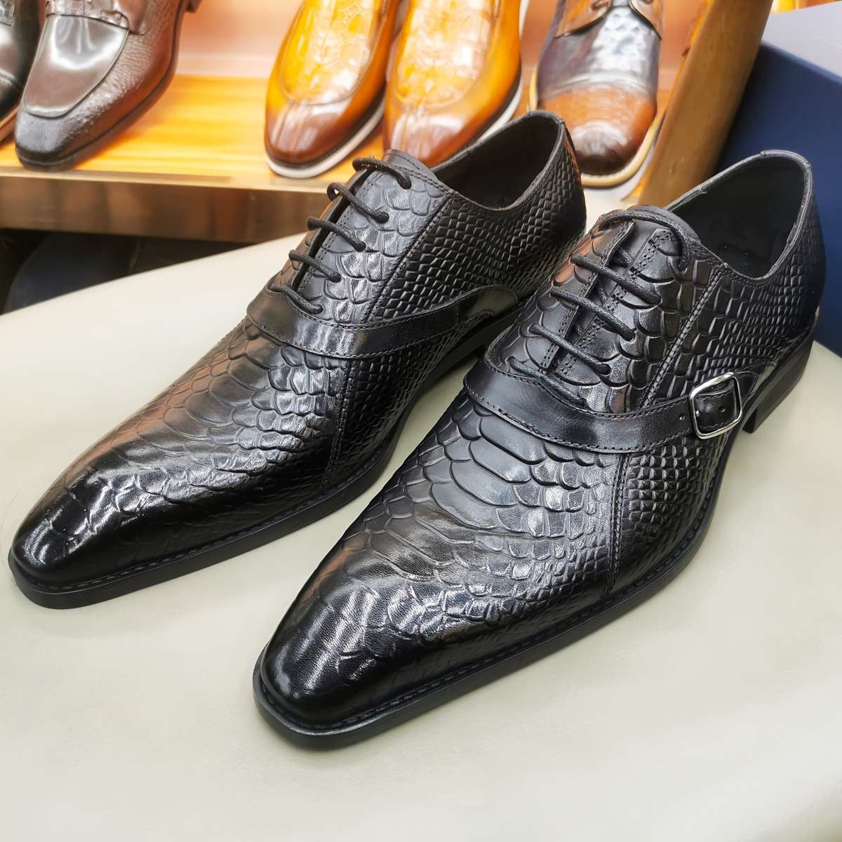 Mens Leather Shoes Color Black Sizeuk 7