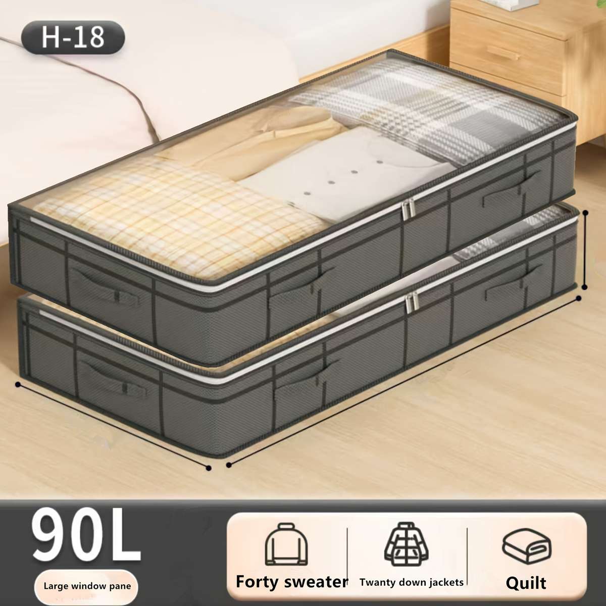 Set 2 Heavy Duty Windowpane Storage Moving Storage 2 Pack Dark Gray Size