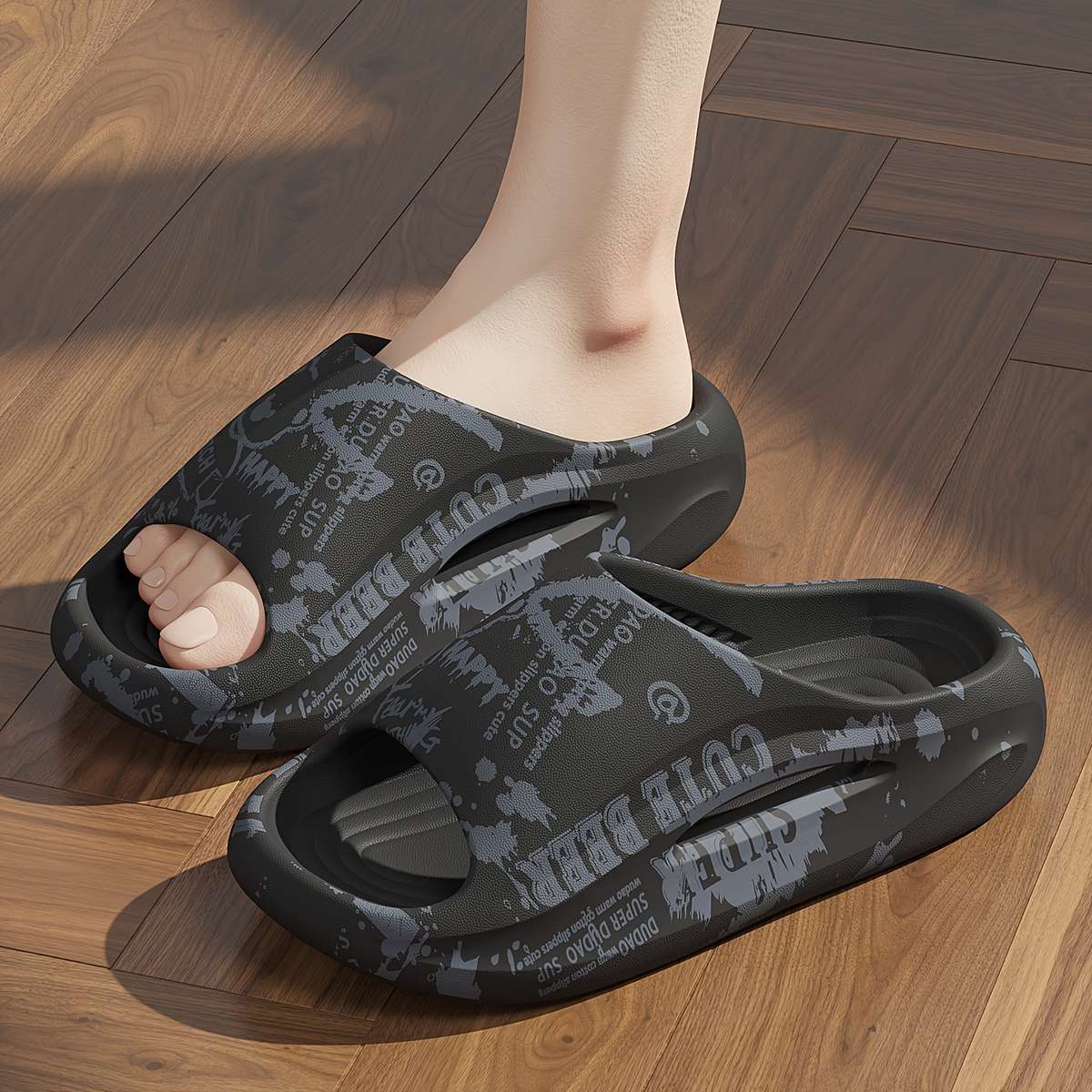 Sandals Color Black Happy Little Bear Size Uk 8.5 9