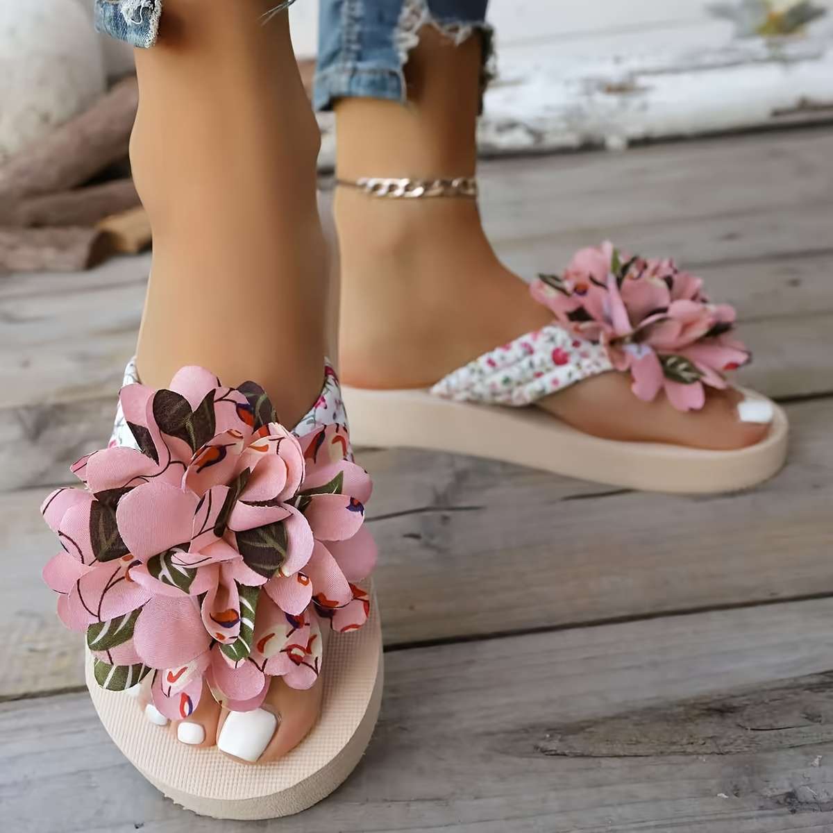 Ladies Summer Flip Flops Pink Color Uk 10