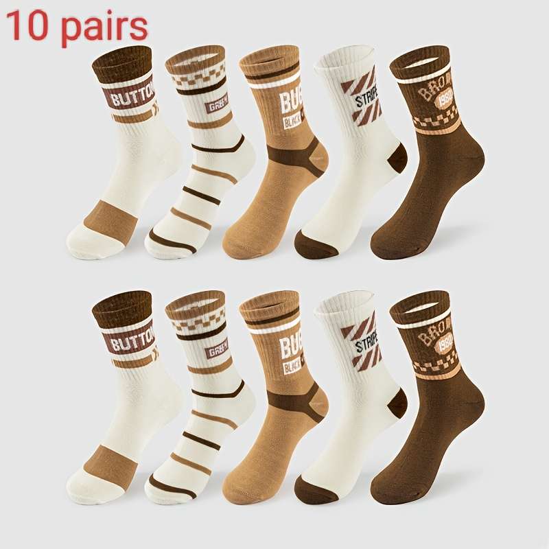 10 Pairs Random Mixed Colors One Size High Elastic Socks