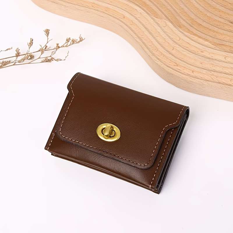 New Minimalist Women'S Compact Wallet With Three Compartments Large Capacity Short Design Fe