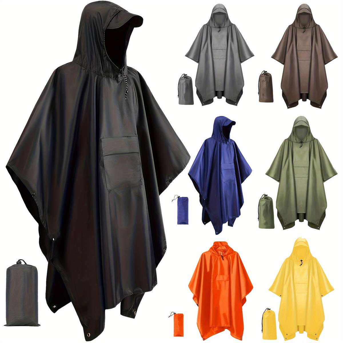Raincoat Blue 2Piece Set Storage Bag  Raincoat With Pocket