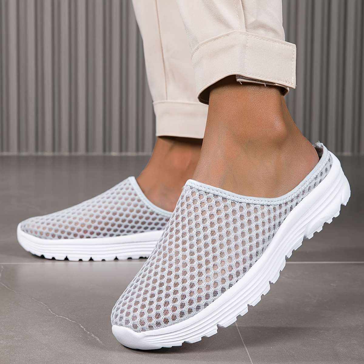 Men Slippers Summer Style Grey Size Uk 9