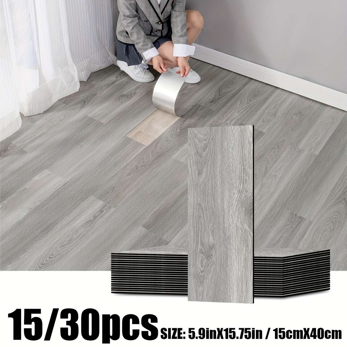 Self Adhesive Floor Stickers Gray 30Pcs