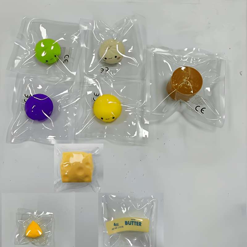 Squeezable Toys Flavors 4Pcs Set Butter Stick Square Cheese Triangle Cheese Steamed Bun