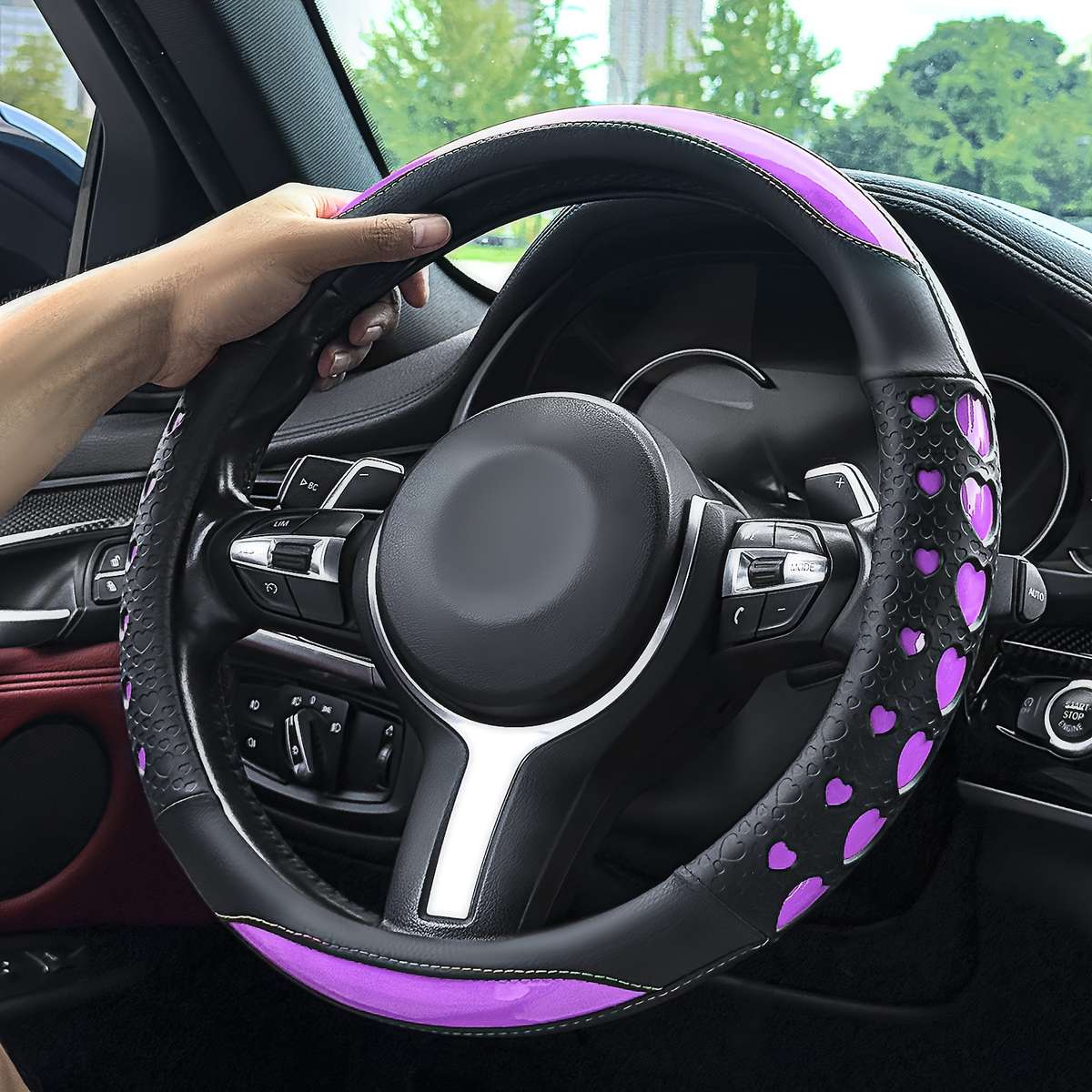 Car Steering Wheel Cover Black & Blue