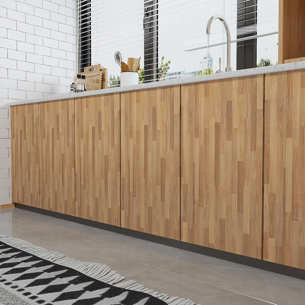 Self Adhesive Floor Stickers Parquet Walnut 40Cm*100Cm