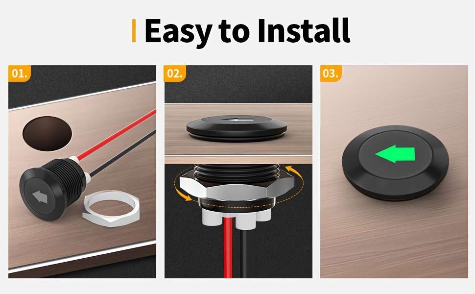 2pcs 12MM Indicator Light Black Housing Single Arrow Flat Indicator Light With Wire L