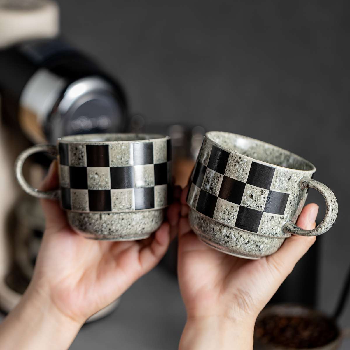 Water Cup Color Black And Gray Dot Model4 Cups