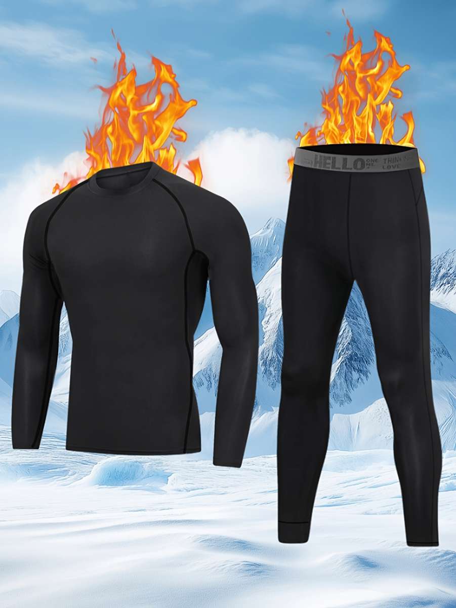 Thermal Underwear Color Black Gray Line Sizem