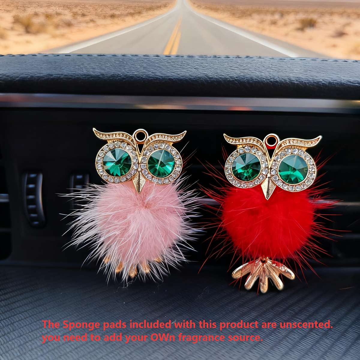 Car Interior Decor Color 2Pc Red Owl
