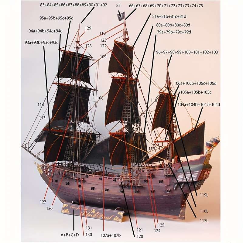 3D Jigsaw Puzzle Model Ship Model 43.18Cm Black Pearl Material Pack