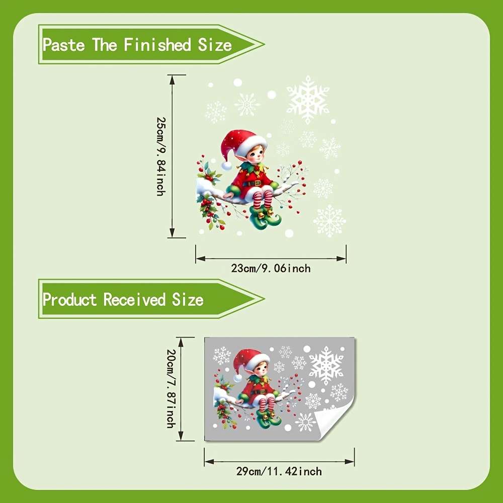 Christmas Decorations Style Christmas Elf Snowflake Window Sticker