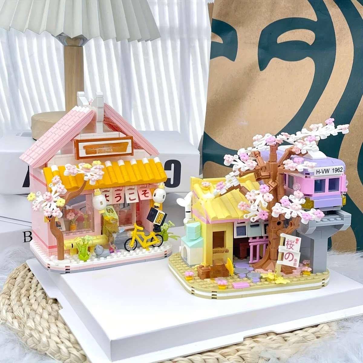 Building Toy Architectural Model Toy Set Model Cherry Blossom House  Gift Box