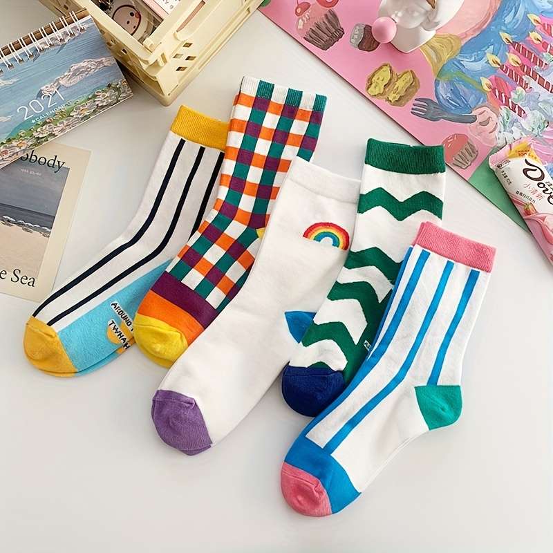 Women S Socks Color Mixed Color 5 Pairs Size Onesize