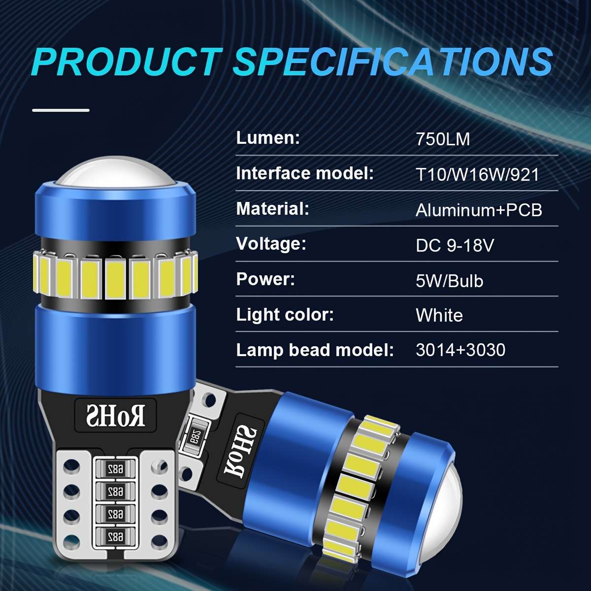 Car Lights Items 4Pcs T10 White Light