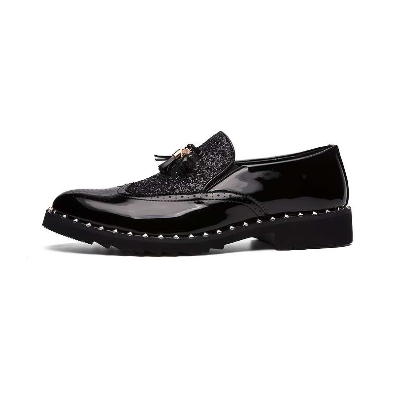 Mens Leather Shoes Color Black Golden Sizeuk 6.5