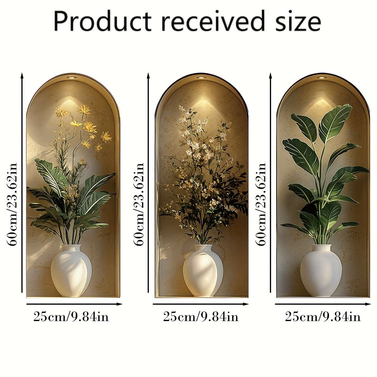 6PCS Premium Self Adhesive Flat Print Vibrant Flower Wall Stickers Faux Bathroom