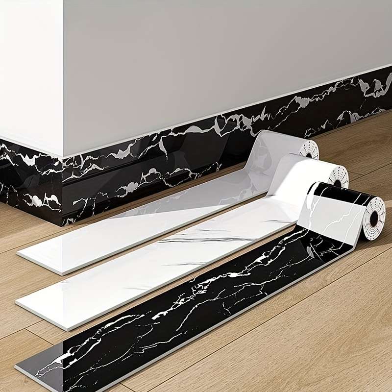 Skirting Board Marble Black Pattern Quantity 2 Rolls