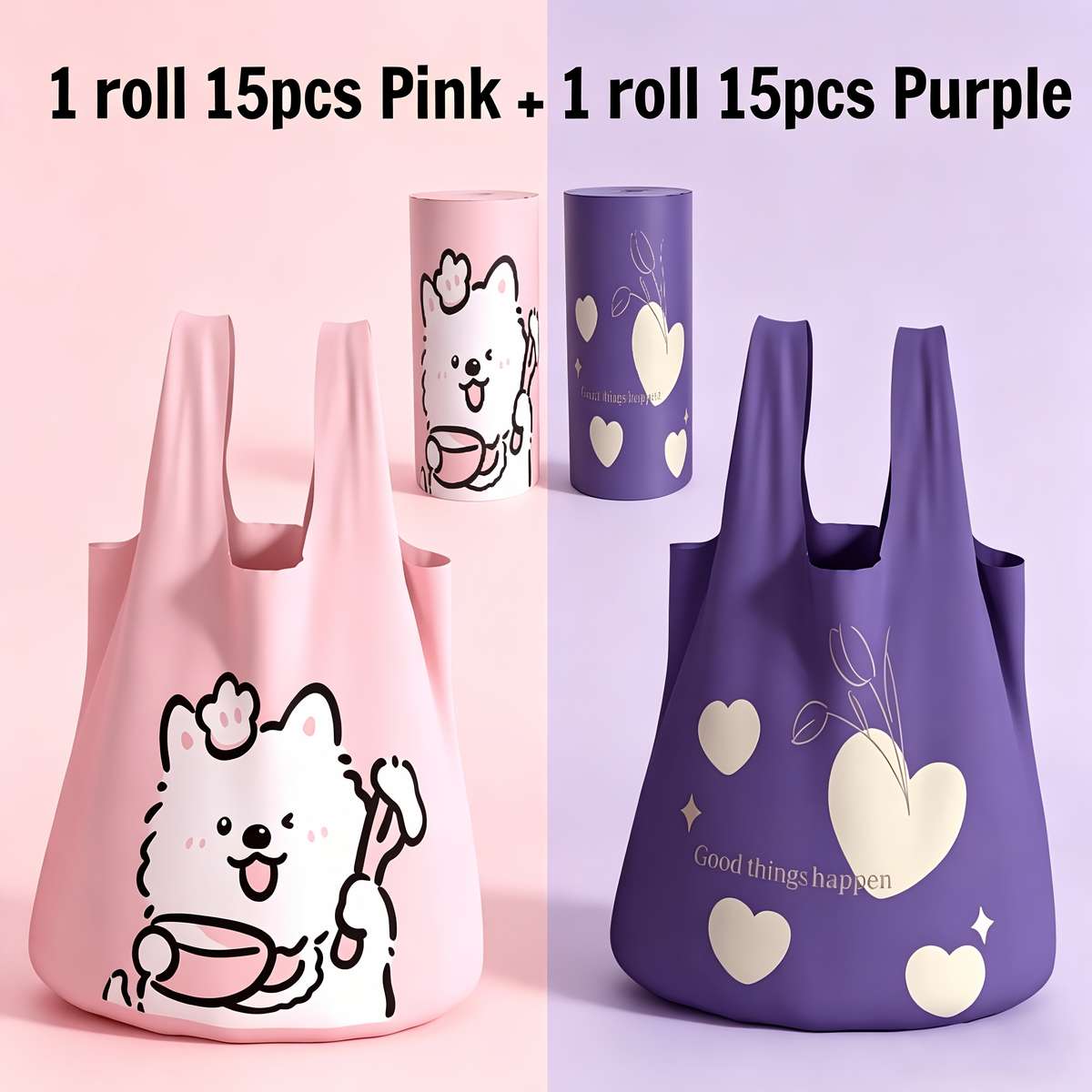 Trash Bag2 Rolls 30 Pieces Pinkpurple