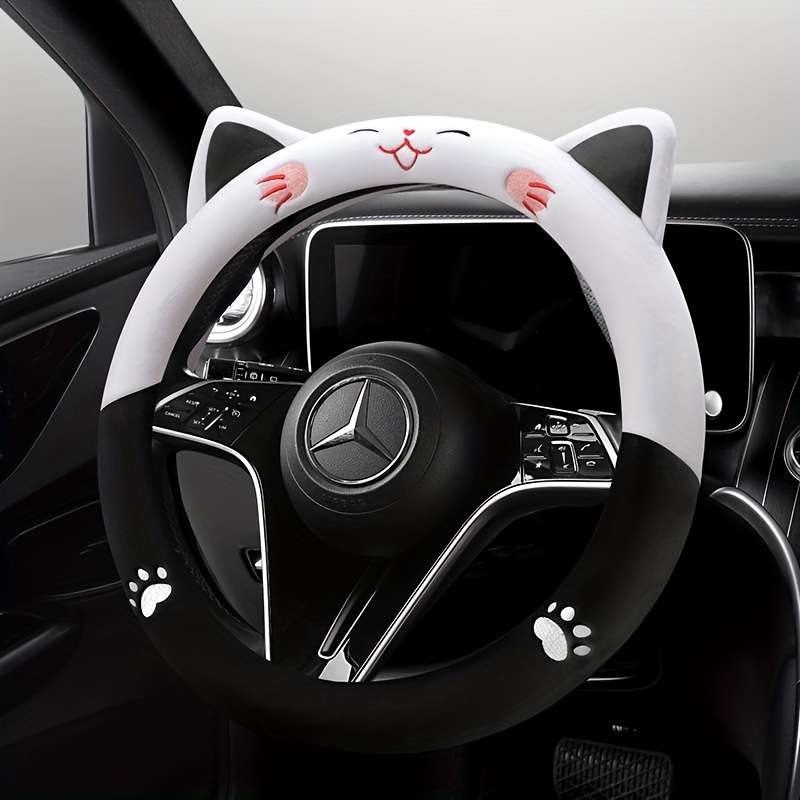 Car Steering Wheel Cover Pink And White