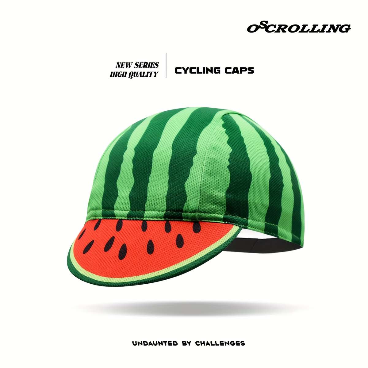 1pc Oscrolling Cycling Cap Vibrant Watermelon Slice Design 100% Polyester Breathable Lightweight