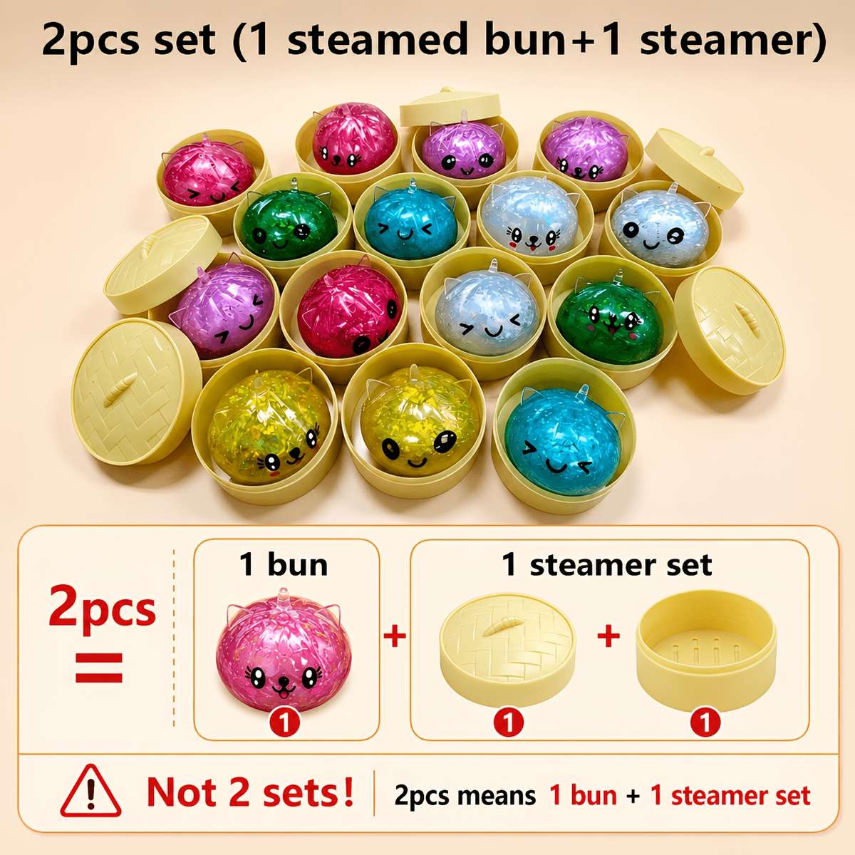 Squeezable Toys Items Random Colors And Styles Style 2Pcs1Steamed Bun 1 Steamer Basket