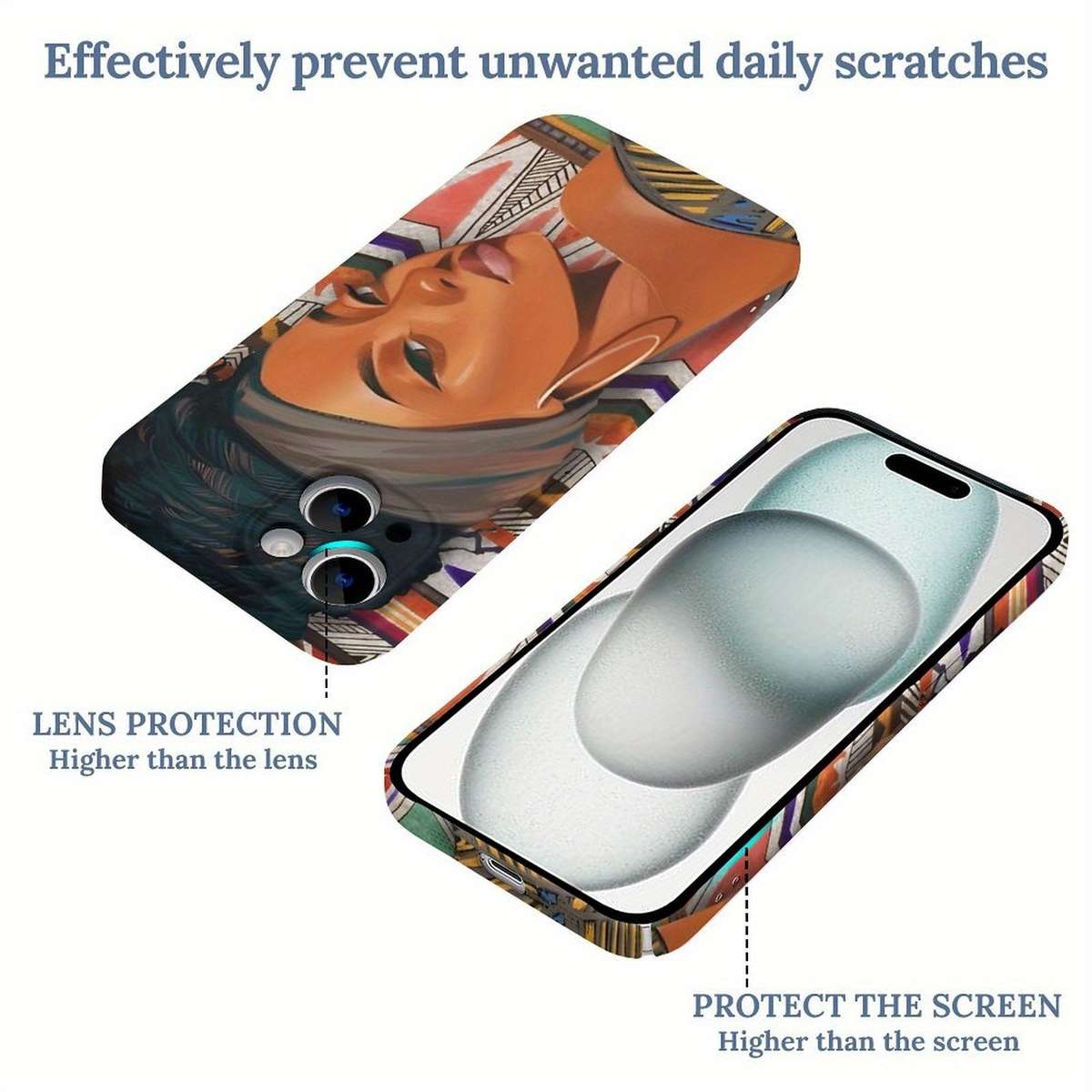 1Pc White For iPhone 15 Pro African Beauty Phone Case