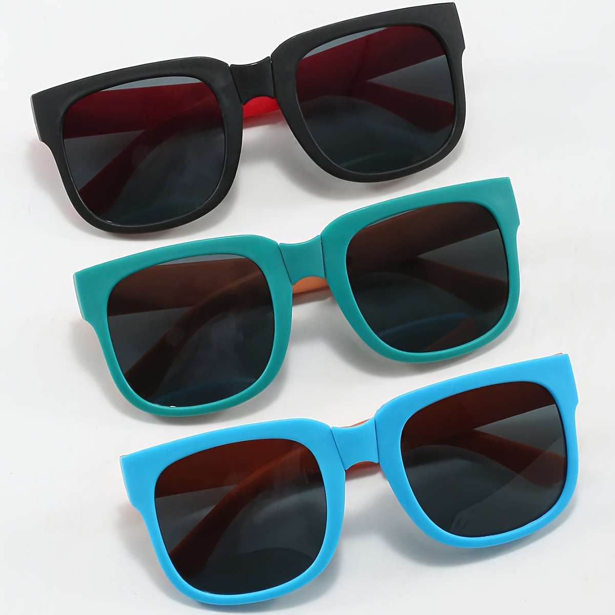 Kids Glasses 3Pcs Color Blue Orange Green Orange Black And Red