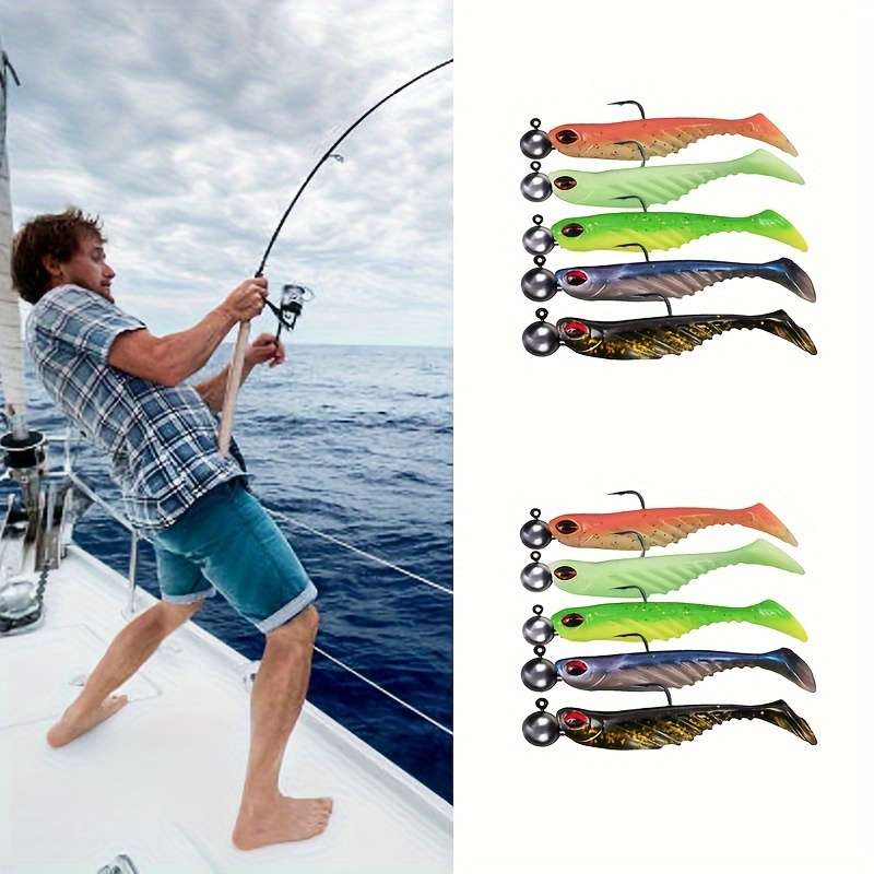 5pcs 10g Premium Silicone Soft Fishing Lures with Hooks Realistic Swimbait for Freshwater Saltwater