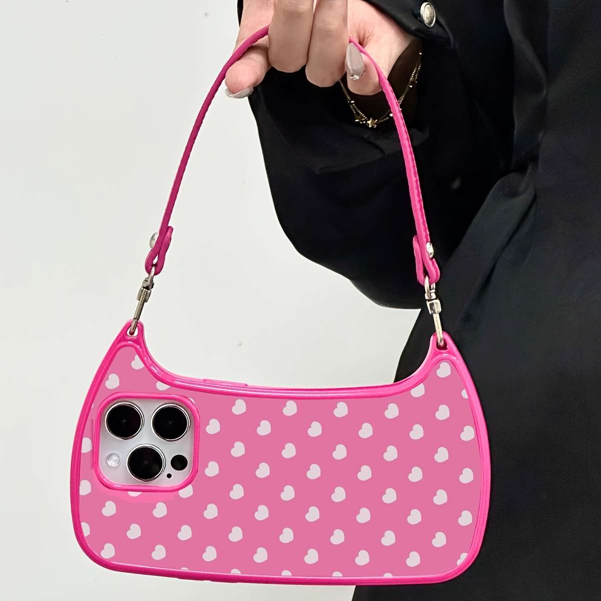 1Pc Rose Red For iPhone 12 Curved Bag Phone Case