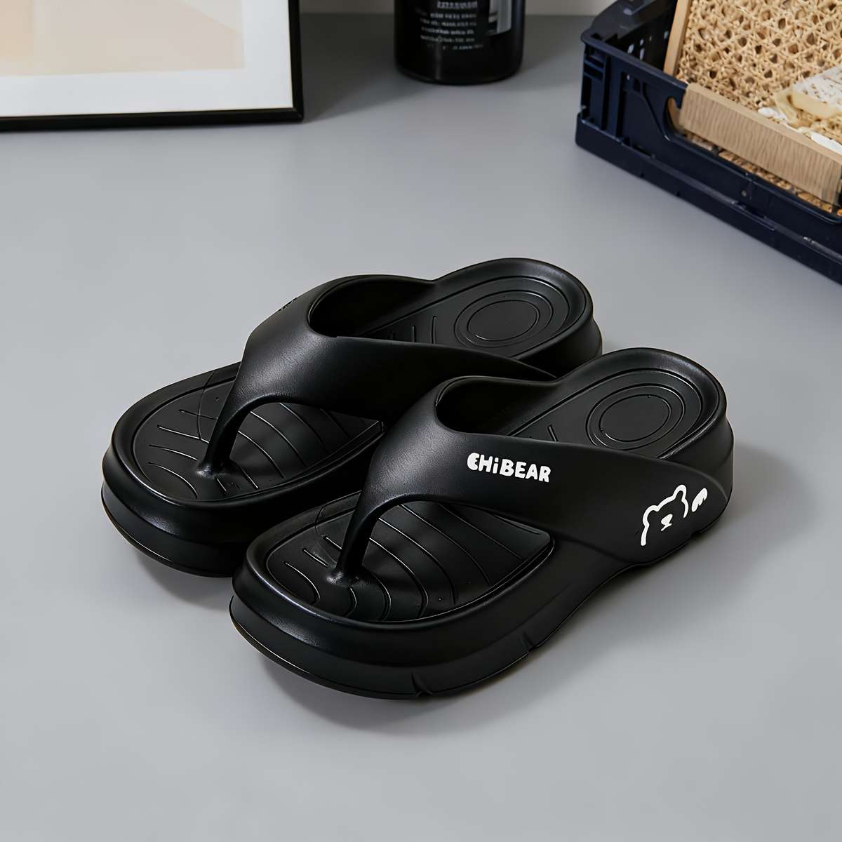 Ladies Summer Flip Flops Black Uk 4.5-5