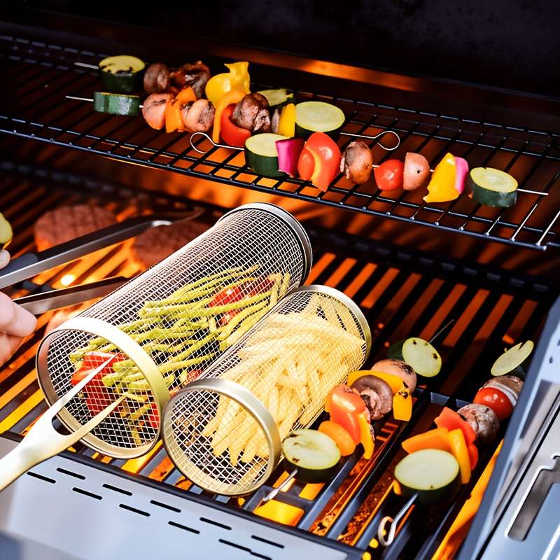 Grilling Net Items Large Grill Cage*1Hook*1Cleaning Fork*1 3 Piecesset