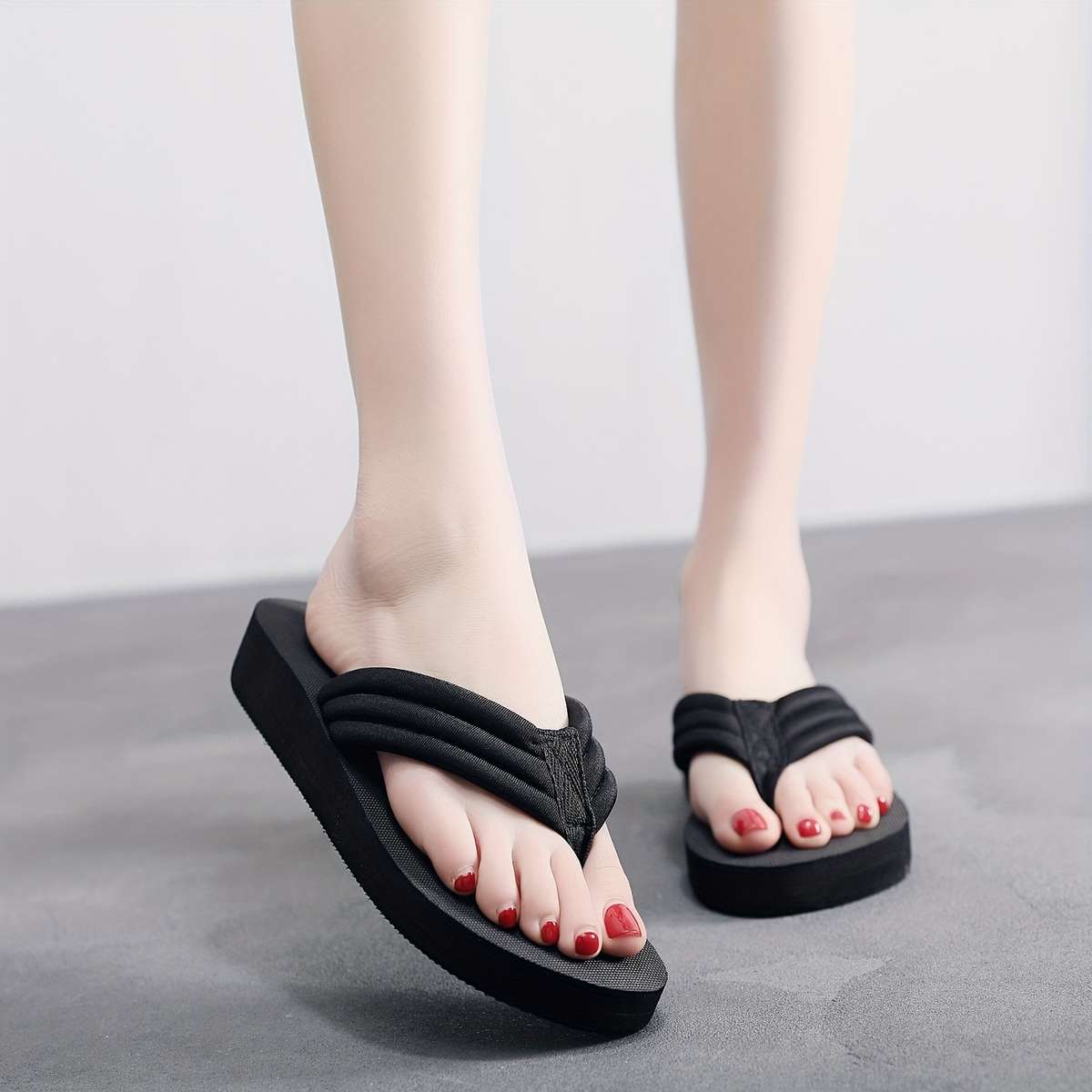 Ladies Summer Flip Flops Fashion Pure Black Uk 3