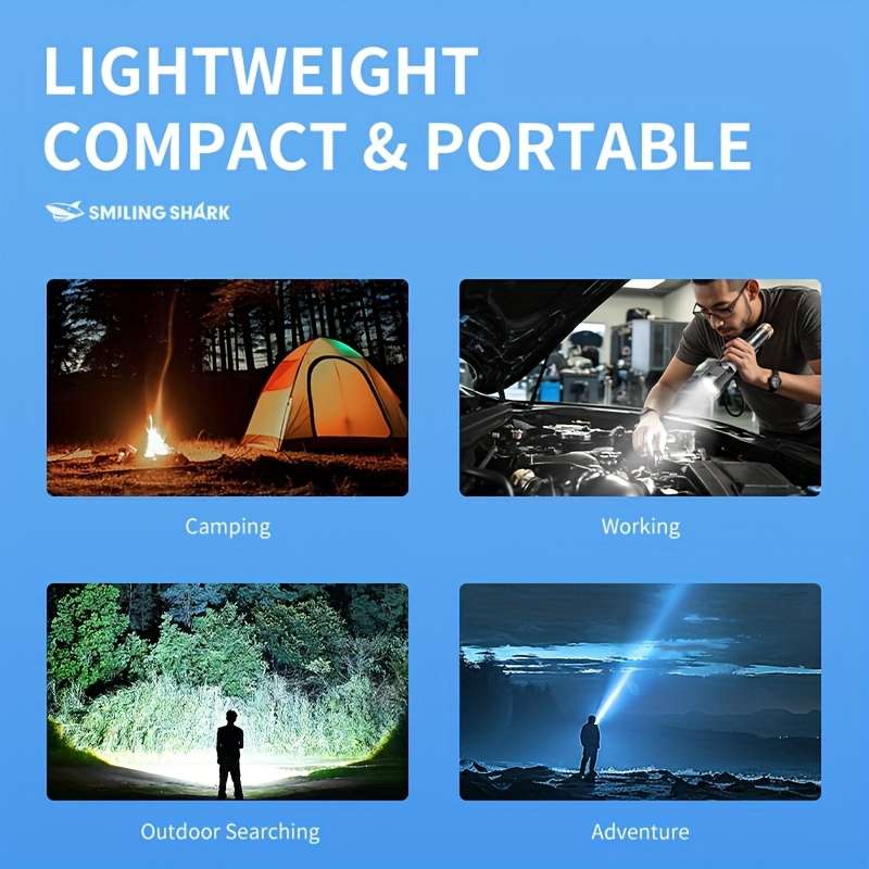 Efficient 1Pc Smilingshark Led Flashlight Cob Floodlight Flash Daily Reliable