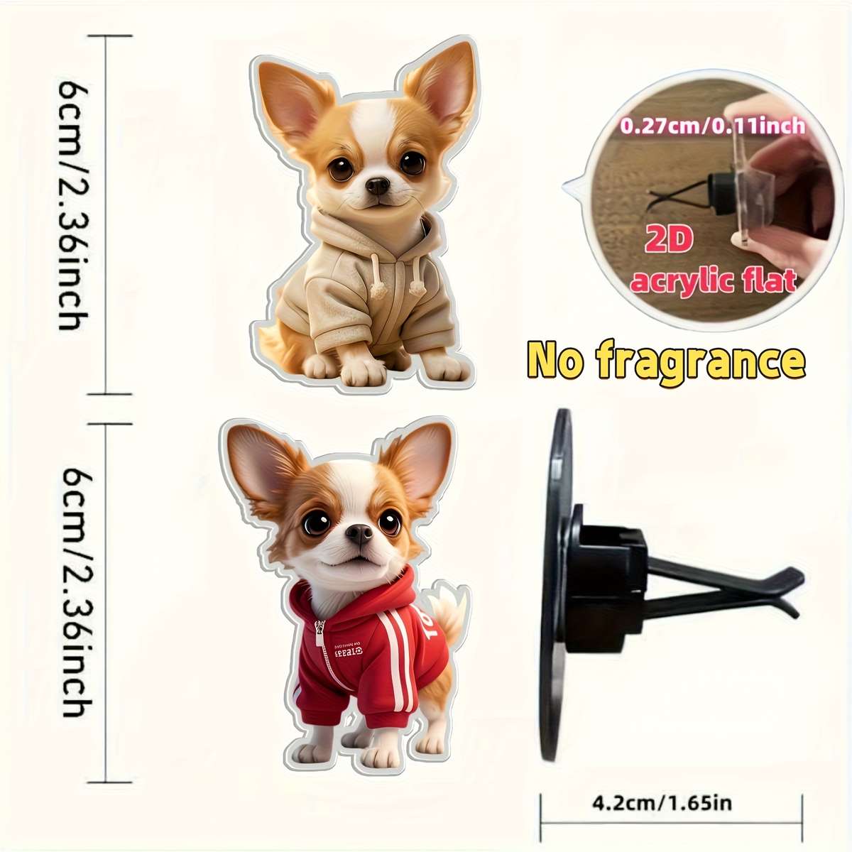 Car Interior Decor Style 2Pcs Cute Chihuahua