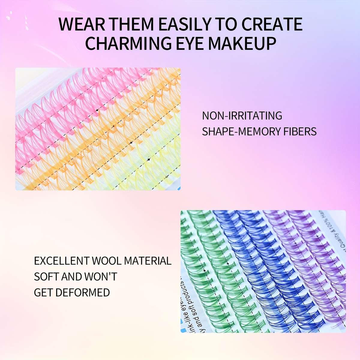 240 Clusters Fluffy Mink Lashes Items Six Color Fox Series 12 Rows 240 Flowers