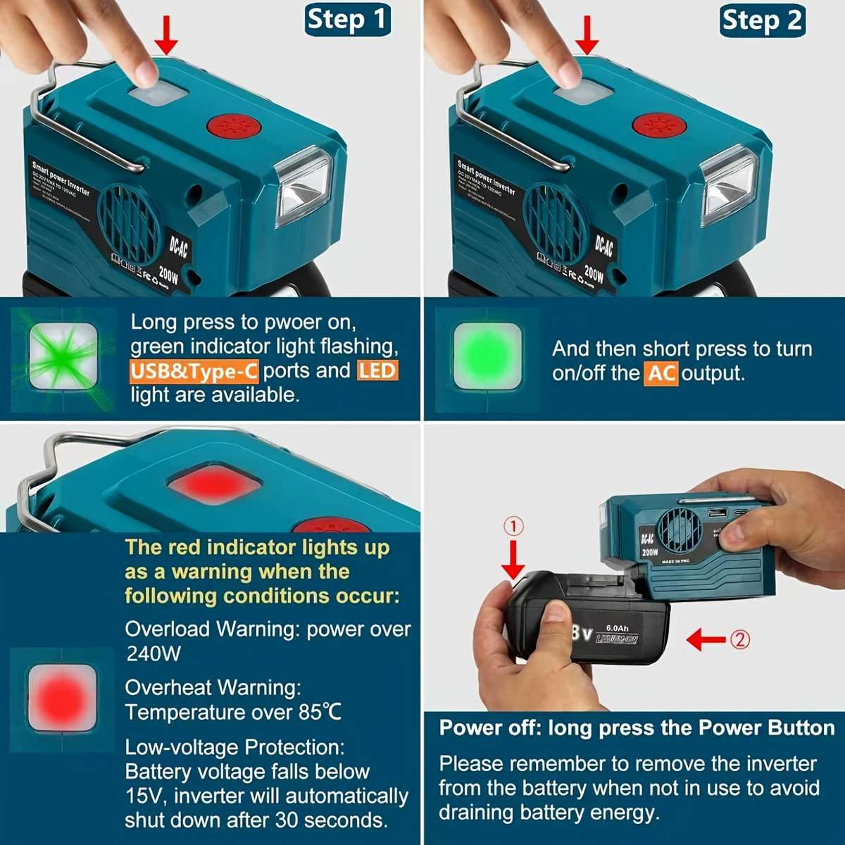 Inverter Color Green Is Suitable For Ryobi