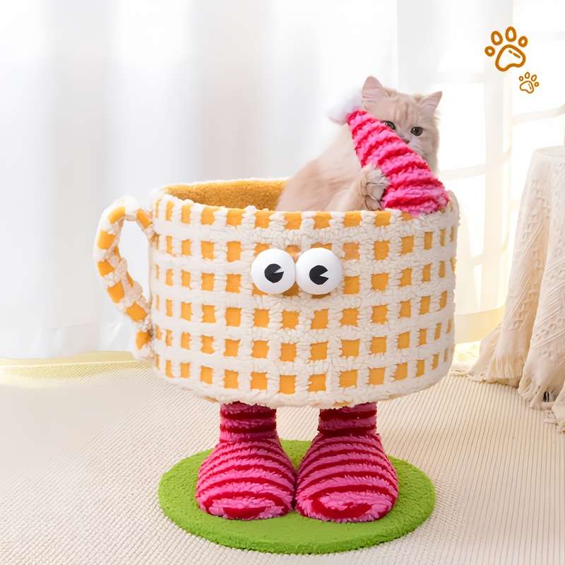 Pet Supplies Color Three  Layer Double Column Foot Cup Cat Climbing Frame Green Cup Model