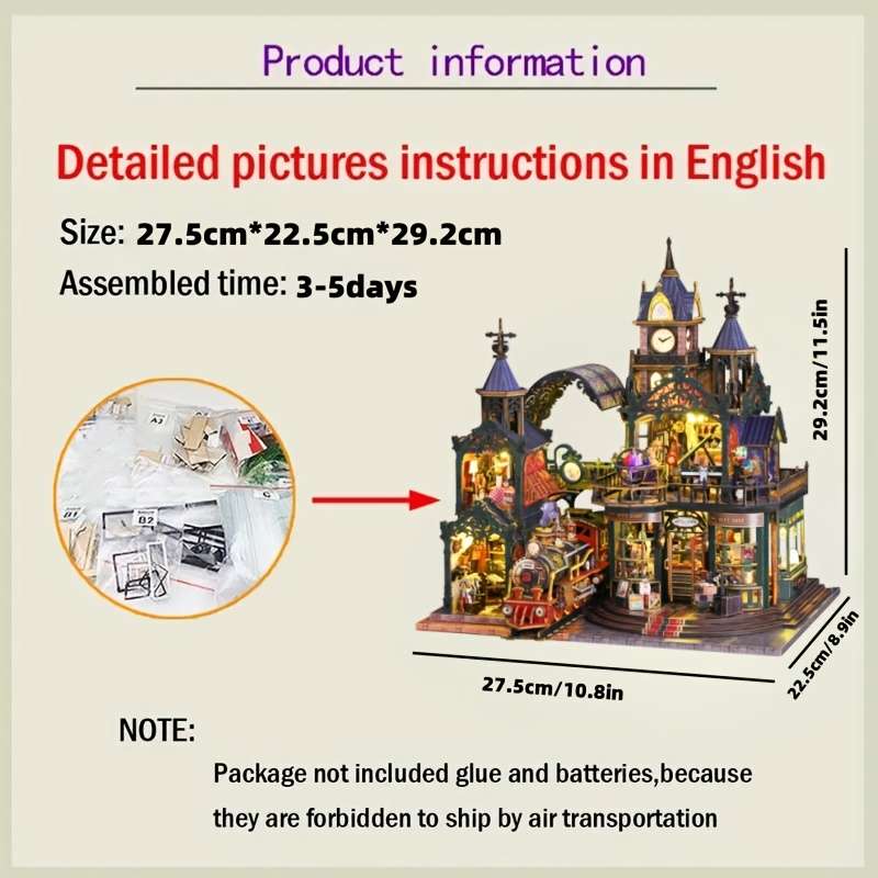 Building Toy Architectural Model Toy Set Style Trajectory Castle  With Dust Cover