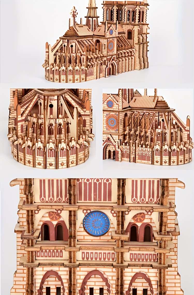 3D Building Model Puzzle Set Style Notre Dame Bl