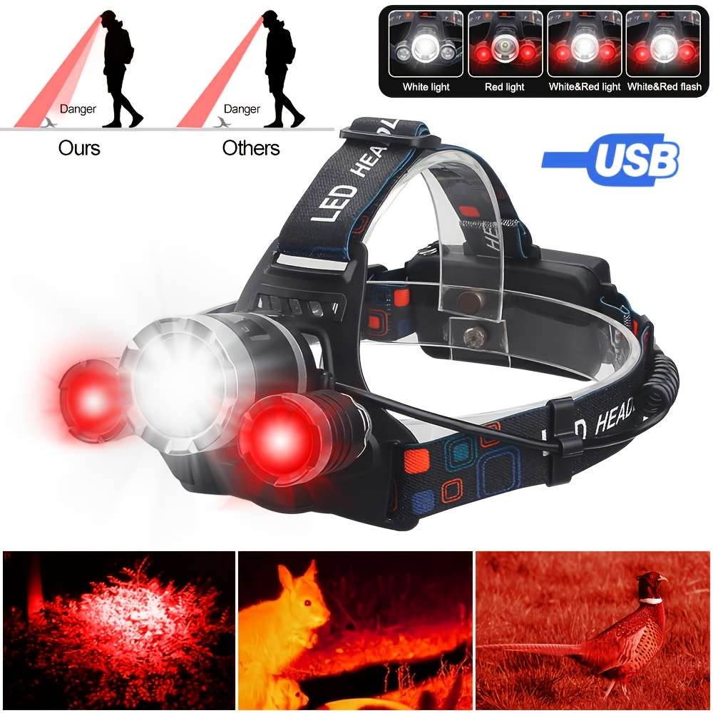 Headlamp Color White Headlight  Battery 2*1200