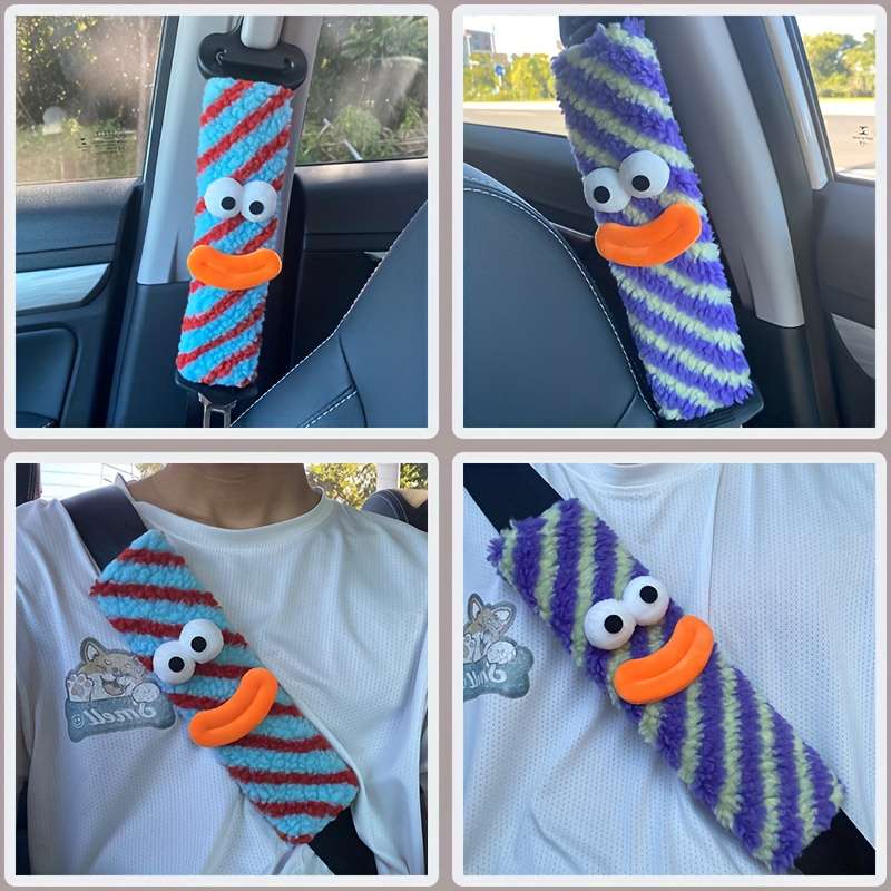 Car Seat Belt Covers 1 Purple And Yellow Striped