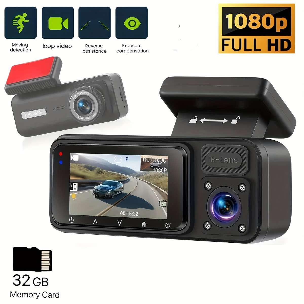 Dashcam Items 3 Lenses  Add  32G Memory Card
